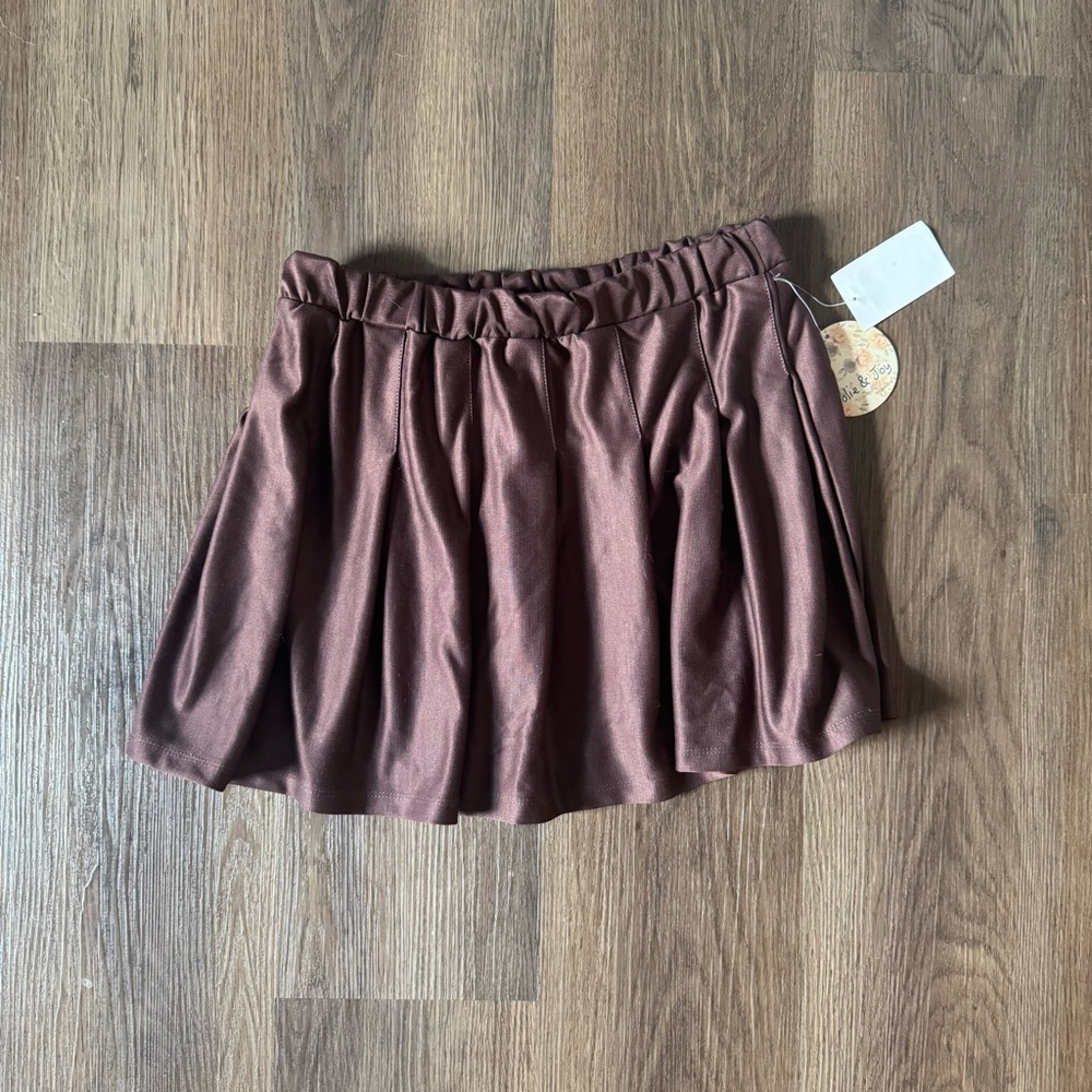 Jolie & Joy Pleated Skirt Brown Elastic Waist Women's Medium